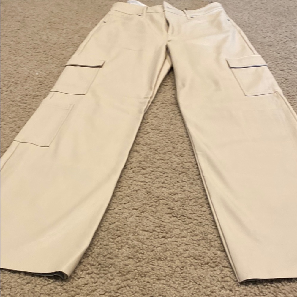 Express Cream Wide Leg Cargo Pants Relaxed Fit